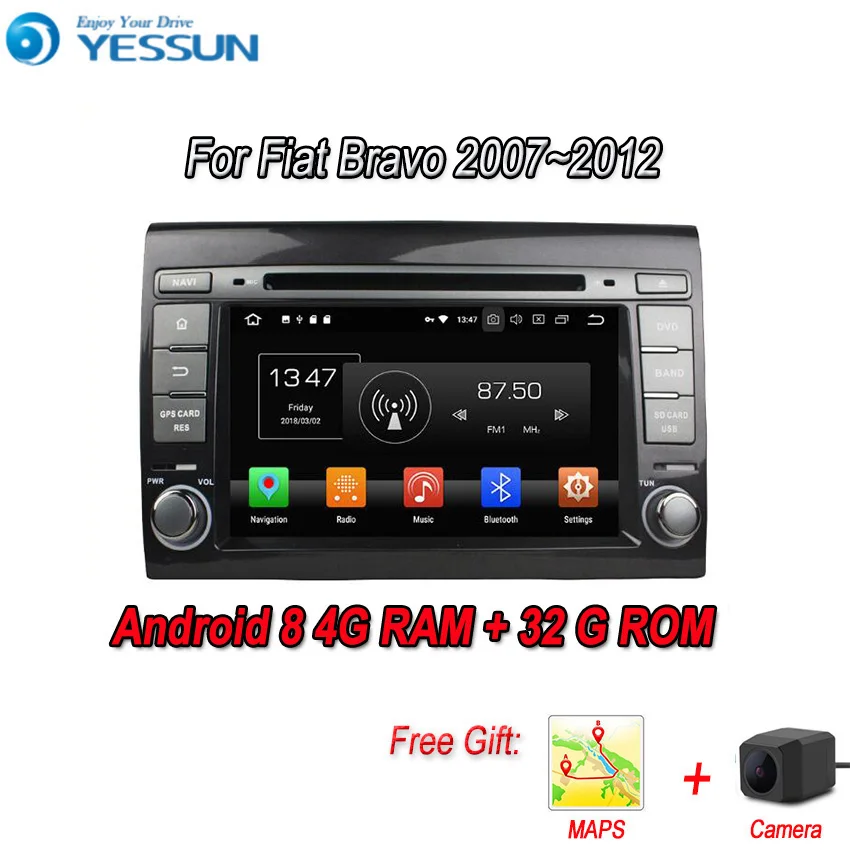 

YESSUN Android 8.0 4G RAM Touch Screen DVD For Fiat Bravo 2007~2012 Car Navigation GPS Multimedia Player mirror link Autoradio