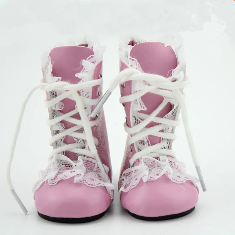 Free Shipping American Girl Doll Shoes Fits 18'' Doll Clothes 15 Patent Leather Pink Shoes Lace