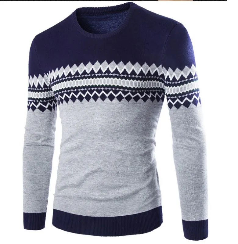 

2019 Brand New Sweaters Men Fashion Style Autumn Winter Patchwork Knitted Quality Pullover Men O-Neck Casual Men Sweater XXL
