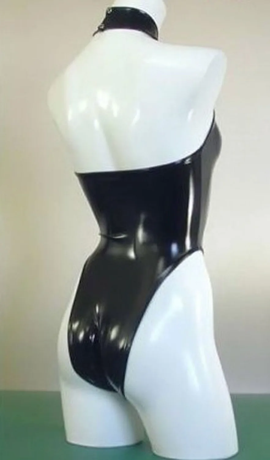 Women Swimsuit Sexy High Cut Swimsuit High Neck Halter Bodysuit Black One Piece Swimwear Body Suit Latex Catsuit Sexy Night Club Dance Wear