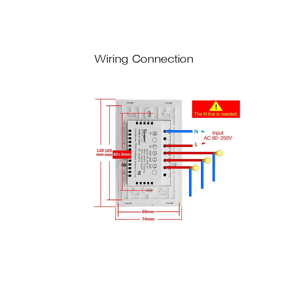 ITEAD Sonoff T1 стандарта ЕС, США, Великобритании Smart WiFi RF/приложение/сенсорный экран Управление настенный светильник Переключатель 1/2/3 настенный сенсорный выключатель Панель умный дом