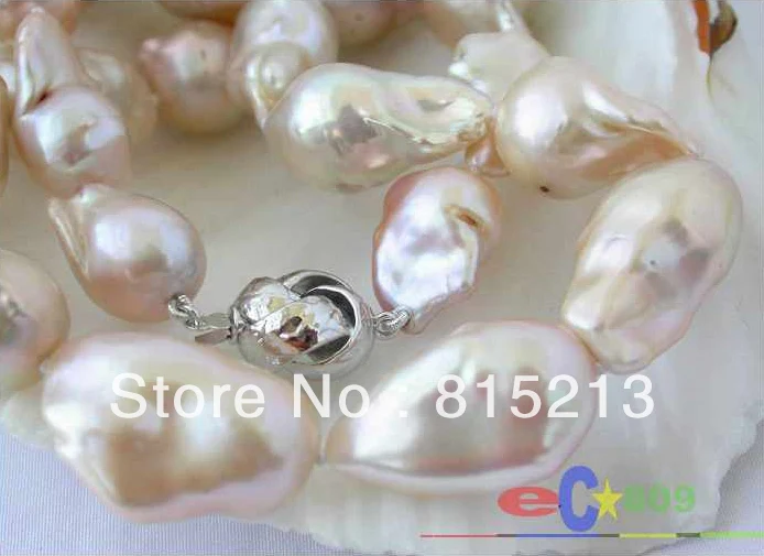 

FREE SHIPPING>@@> N935 HUGE 17" BAROQUE PINK KESHI REBORN PEARL NECKLACE