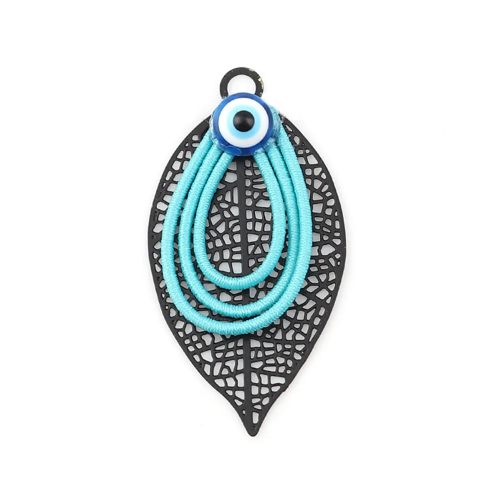 DoreenBeads модные медные и эластичные подвески в виде листьев черные Красочные