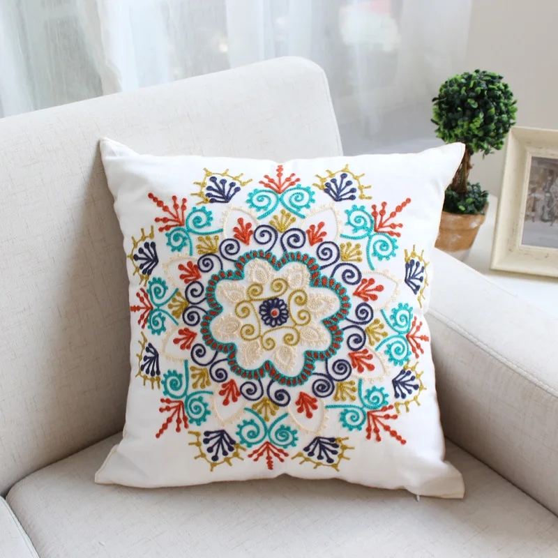 Free Shipping 1pcs 100 Cotton European Embroidery Cushion Cover Home