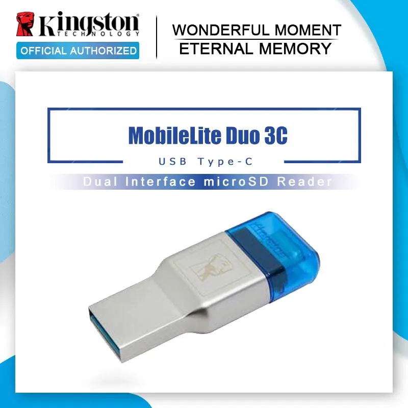 Kingston Micro SD кард-ридер USB3.1 высокоскоростной двойной интерфейс поддерживает компьютеры, интерфейсы type-C, смартфоны, планшеты