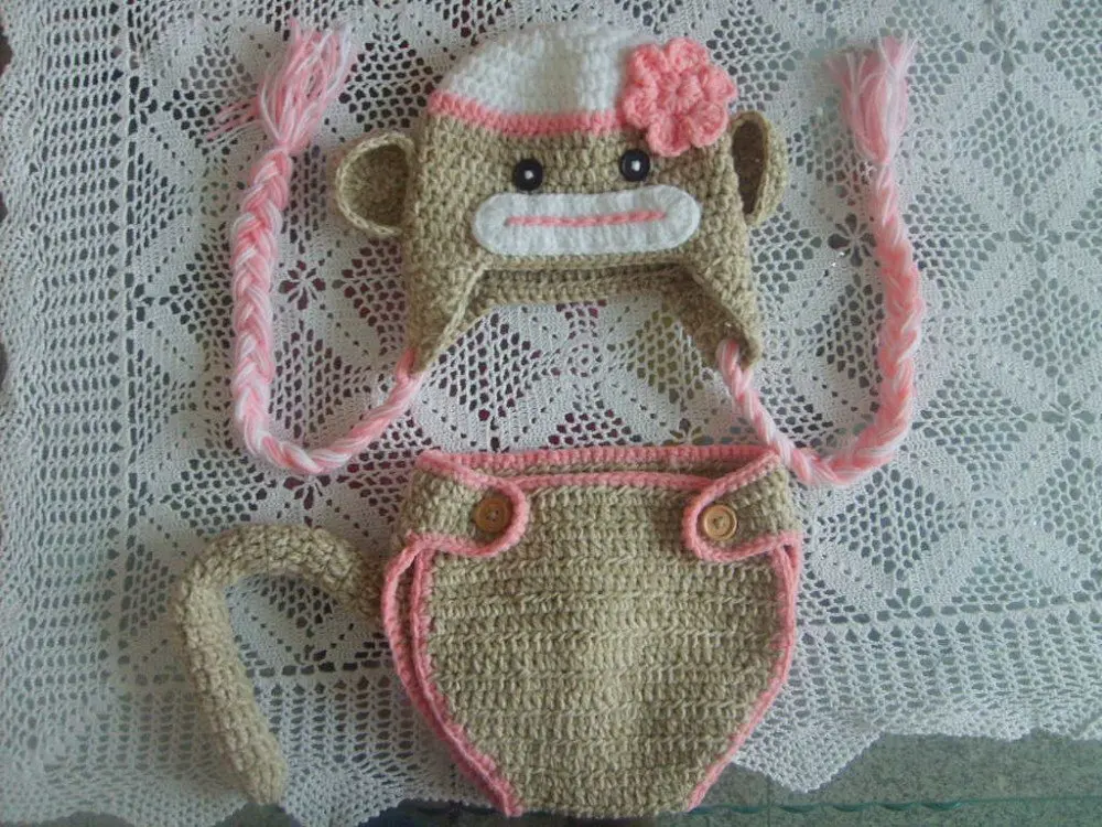 Newborn Baby /"Hello Kitty/" Hat and Diaper Cover-Hand Crochet-Photo Prop