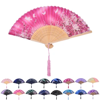 

1pcs Fashion Chinese Japanese Folding Fan Sakura Cherry Blossom Pocket Hand Fan Summer Art Craft Gift Wedding Dance Party Decor