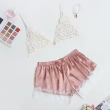 Одежда для сна, кружевное сексуальное нижнее белье, комплект,, женская одежда для сна, v-образный вырез, без рукавов, кружевное гребешок, Бралетт и трусики, интимное нижнее белье