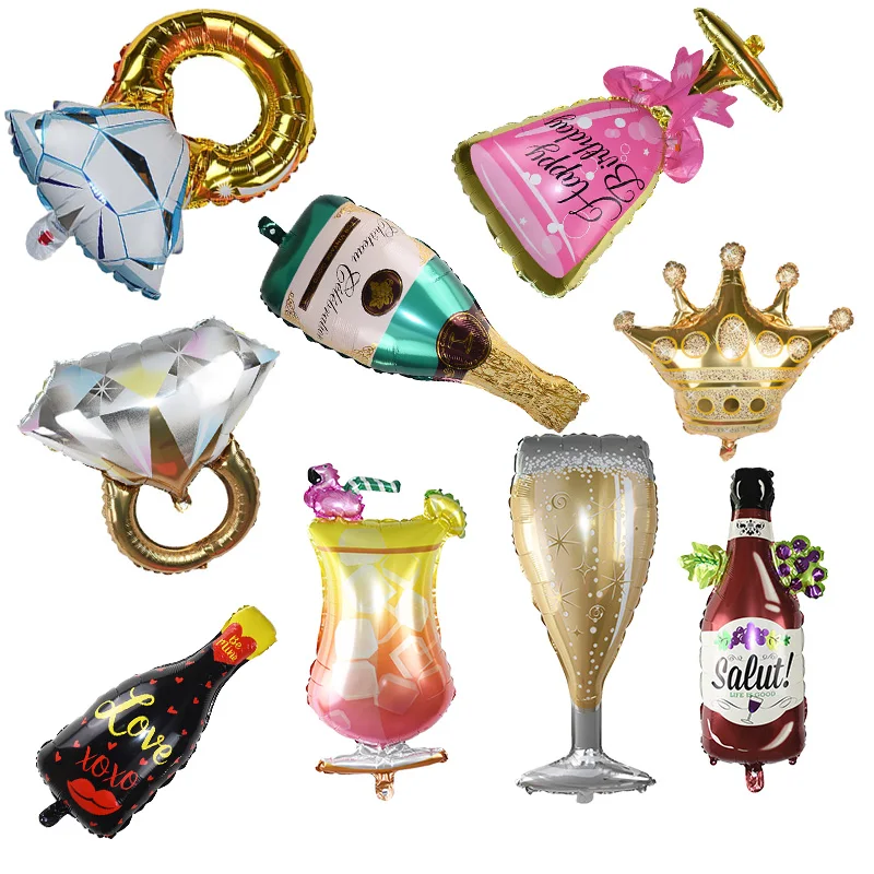 

1Pc Inflatable Crown Diamond Bottle Cup Foil Balloons for Wedding Birthday Valentine Party Decoration Anniversary Huge Balloon 8