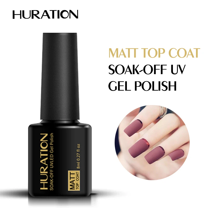 Huration Matt Nail Gel Polish Top Coat Long Lasting Transparent Color Soak Off UV LED Primer Lacquer Scrub Design Art | Красота и