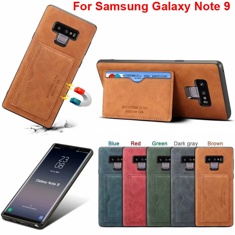 Чехол подставка в винтажном стиле с отделением для карт Samsung Galaxy Note 9 защитный
