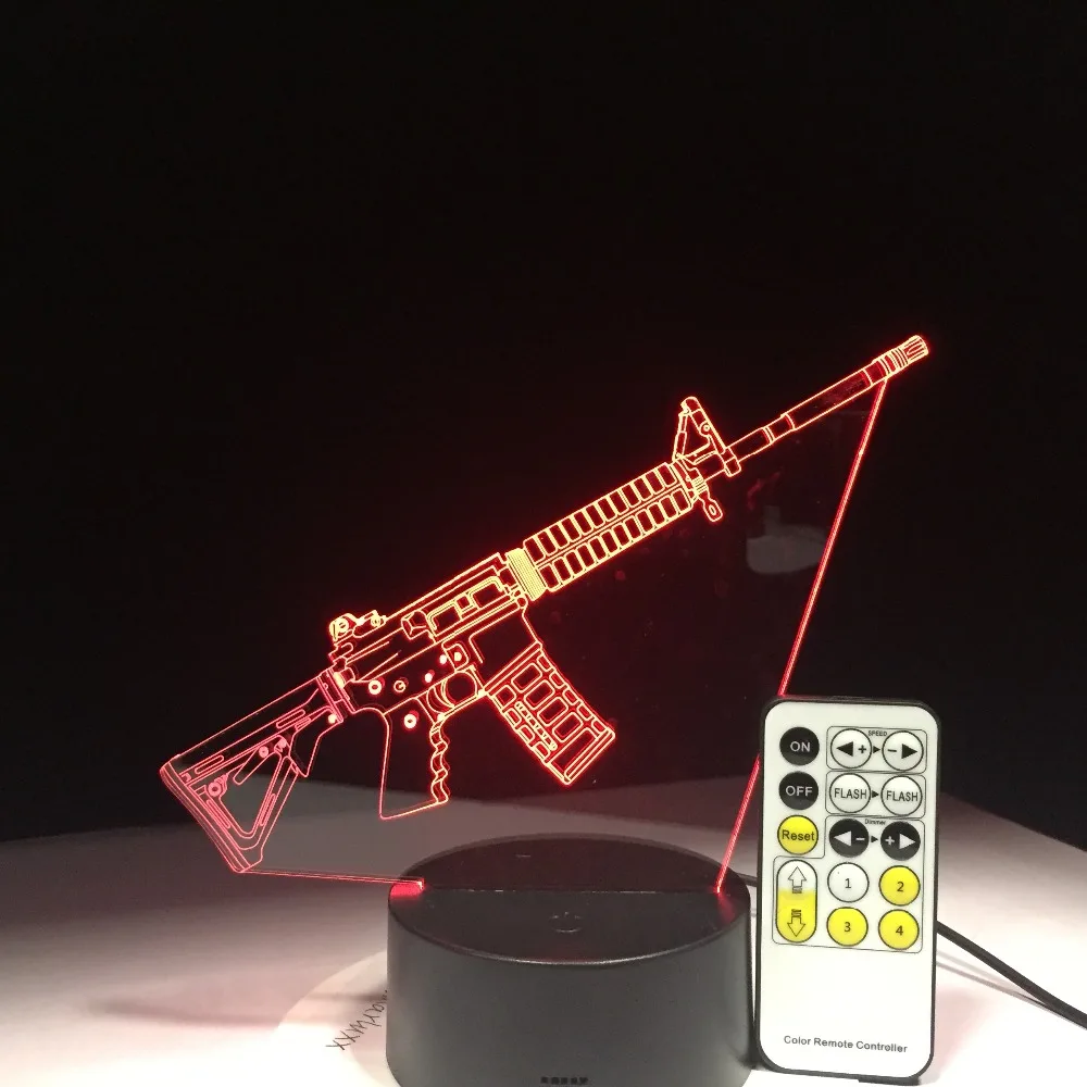 3D светодиодный игрушка пулемет настольная лампа usb-визуальный Luminaria дети Спальня прикроватная ночник сна светильники Декор