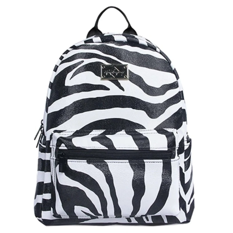 

Epiphqny Brand Zebra Cute Anime Casual Backpack Contrast Black Stripe School Shoulder Bags Animal Printing White Bag Pack Famous