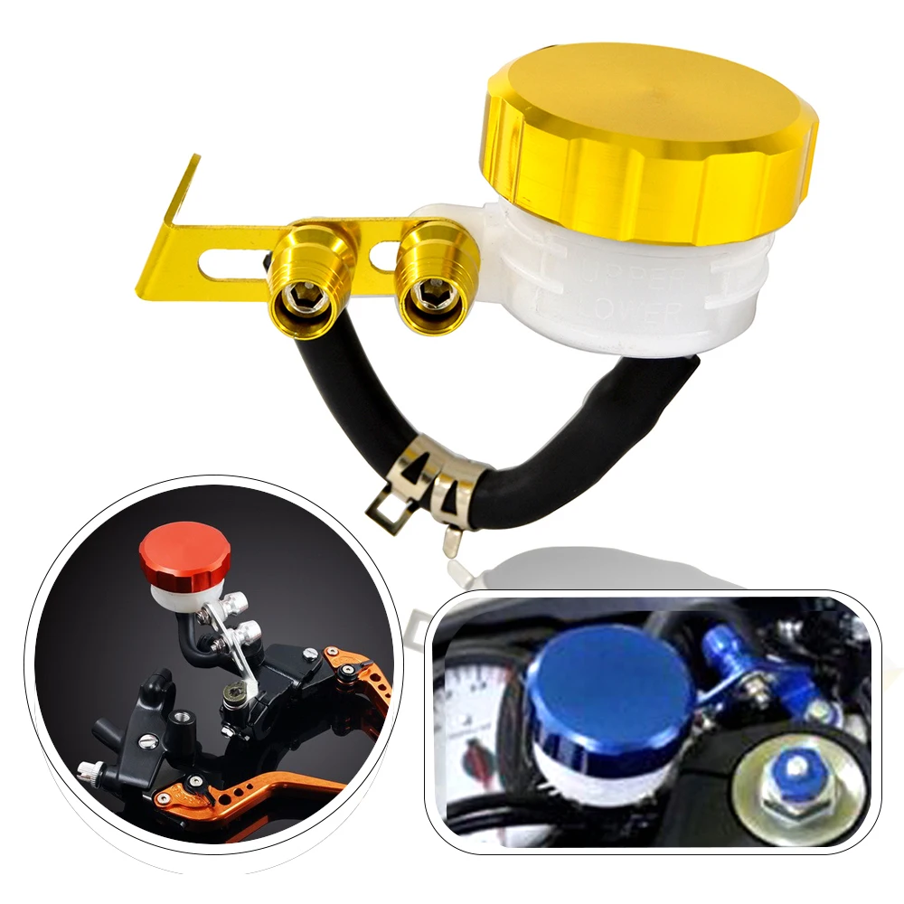 

BJGLOBAL ATV Tank FLUID RESERVOIR Oil Cup with CNC Cap Golden Color For Motorcycle Motorbike BRAKE CLUTCH CYLINDER Lever