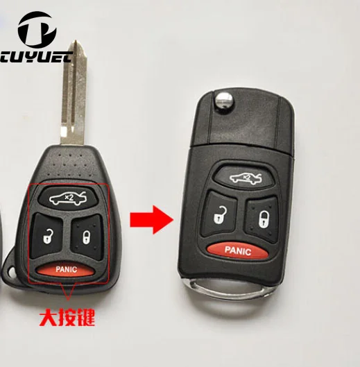 

3+1 Button Modified Flip Car Key Blank High Quality For Chrysler 300C Key Shell Free Shipping