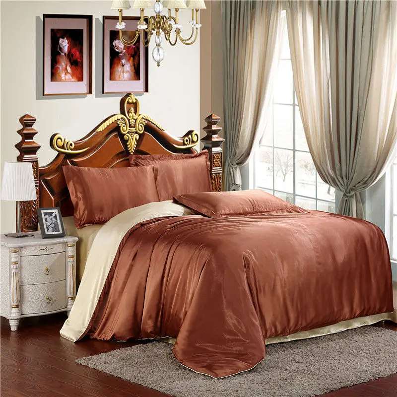 2022New Rayon Bedding Set Solid Color Bed Cover Set Twin King Size Duvet Cover Sets alx