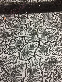

African Lace Fabric with sequins Pretty French Guipure tulle Lace Fabric High quality in black colour