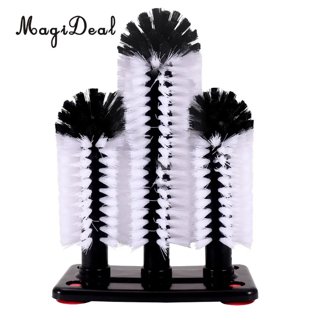 MagiDeal Brush Glass Washer Cleaner Scrubber Bar Pub Catering Set of 3