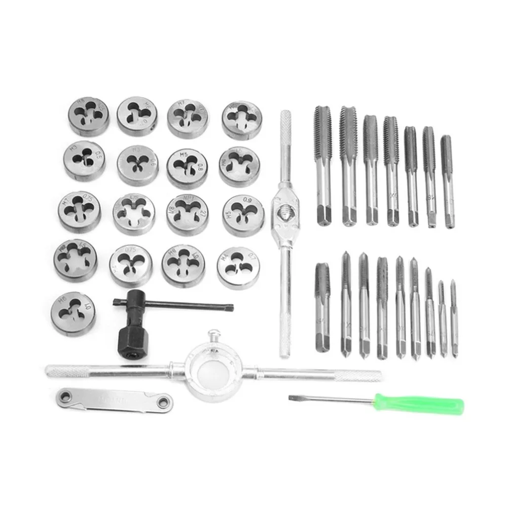 

New 40Pcs Metric Tap Wrench and Die Pro Set M3-M12 Nut Bolt Alloy Metal Hand Tools Tooth Gauge Screwdriver Die Hinge Hand Frame