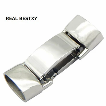 

REAL BESTXY 10pcs/lot Stainless Steel Magnetic Leather Cord End Clasp Integral