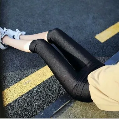

Women Leggings Sexy Pants Compression Shiny 4xl Summer Knee-length Thin Casual Womens Plus Size Leggings 2019 Legins Women