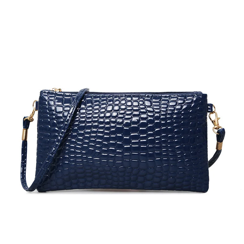Женская маленькая сумка через плечо из искусственной кожи в простом стиле, черный клатч из крокодиловой кожи, сумки для женщин, сумки для вечеринок - Цвет: Blue