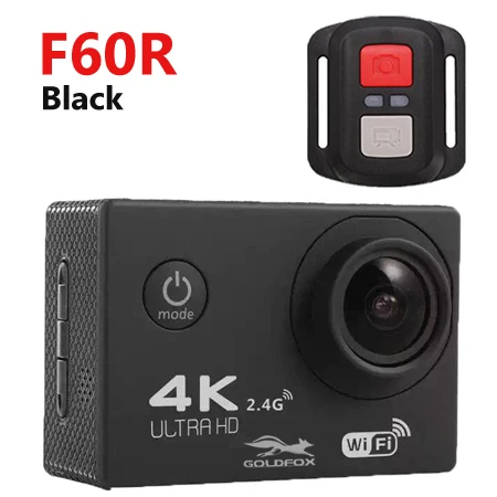 Экшн-камера GOLDFOX F60/F60R Ultra HD 4K WiFi 1080P DV Sport 2,0 lcd 170D объектив go Водонепроницаемая pro Hero style велосипедная камера на шлем - Цвет: F60R Black