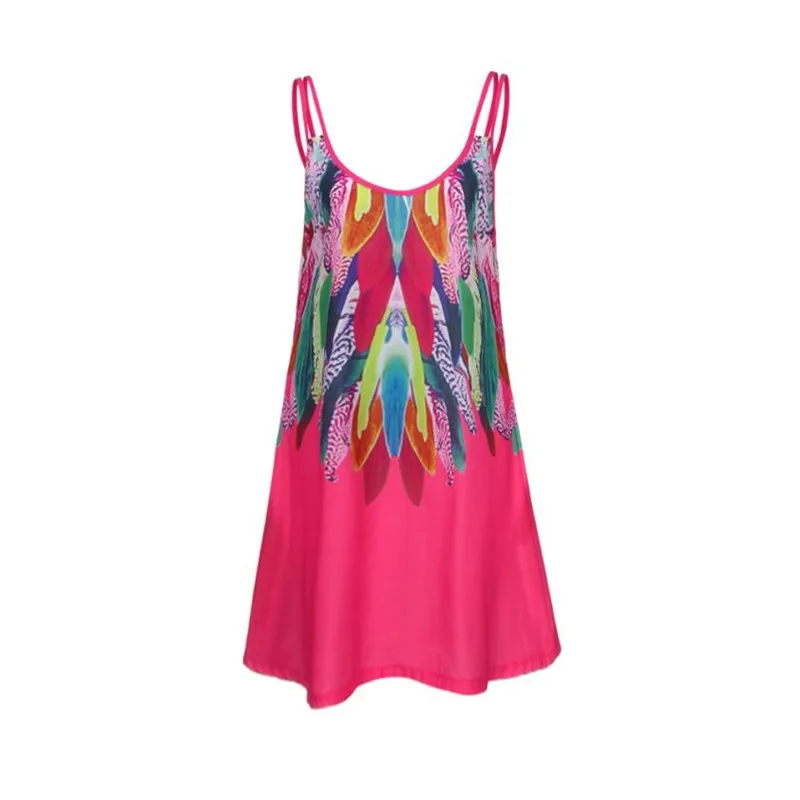 Women's Summer Boho Casual Printed Maxi Party Cocktail Beach Dress Sundress09