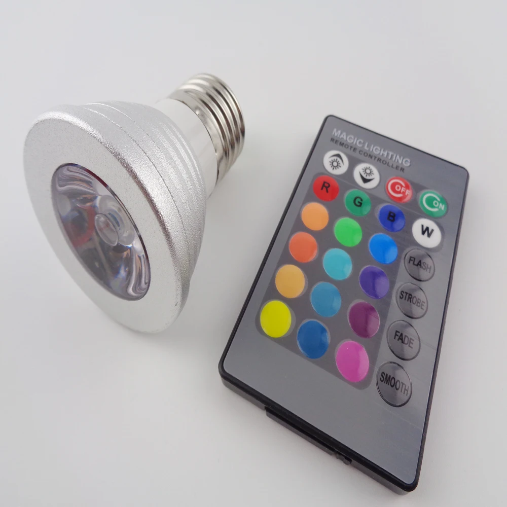 Светодиодный RGB прожектор 16 цветов E27/GU10/E14 AC: 86 265 в MR16 DC: 12 В цветная лампа LED 3 Вт