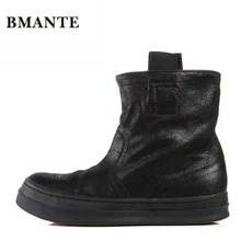 Известный бренд, модные повседневные Черные Высокие расклешённые обувь для хип-хопа, Коровья замша настоящая кожа, низкие ботинки на плоской подошве, Джастин Бибер сапоги