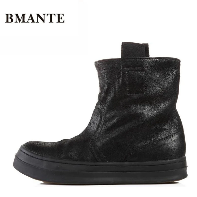 

Famous Brand fashion casual black high top wide calf hightop Footwear Cow suede Real leather low de shoe flat Justin Bieber boot