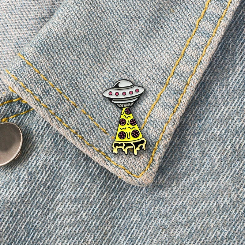 UFO Pizza-BIO-UFO Alien Styling Sci-Fi Personality Brooch for Scientists Love Jewelry Clothes Backpack Badge Gift | Украшения и