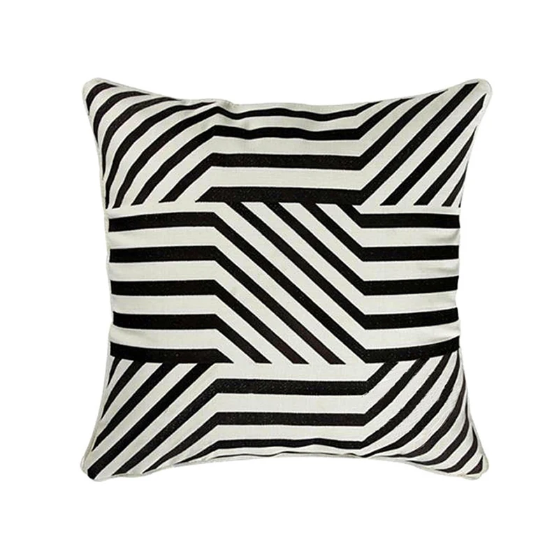 RUBIHOME European America Style Black Geometry Line Design Decorative Cushion Cover Throw Pillowcase Home Decor Sofa Seat