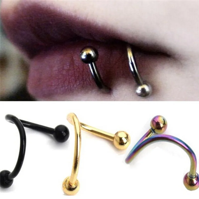 

1 Pair S Spiral Surgical Steel Spiral Twisted Lip Ring Nose Rings 16 Gauge Ear Cartilage Helix Piercing Body Accessories Jewelry