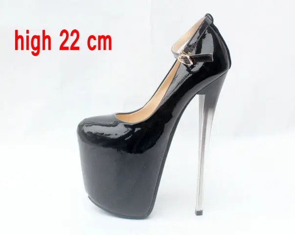Большие размеры 34-47, женская обувь на очень тонком высоком каблуке 16 см, 19 см туфли-лодочки на платформе 7 см для ночного клуба пикантная обувь для свадебной вечеринки MC-72 - Цвет: BLACK 22CM