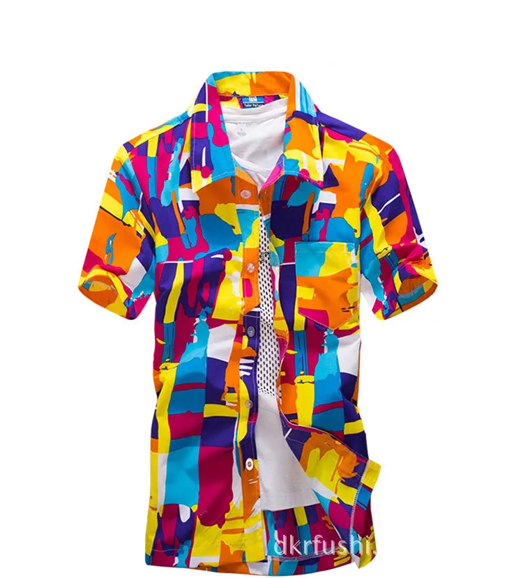 Мужская рубашка в летнем стиле с принтом пальмы, Пляжная гавайская рубашка, мужская повседневная гавайская рубашка с коротким рукавом, camisa masculina, Азиатский Размер 5XL - Цвет: Asian size
