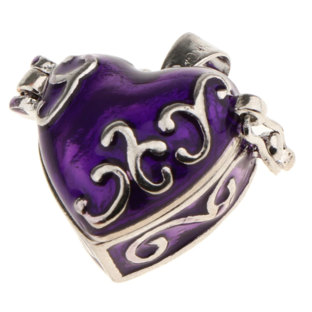 Purple Enamel Heart Pendant Cremation Jewelry Funeral Ash Urn Necklace Chain