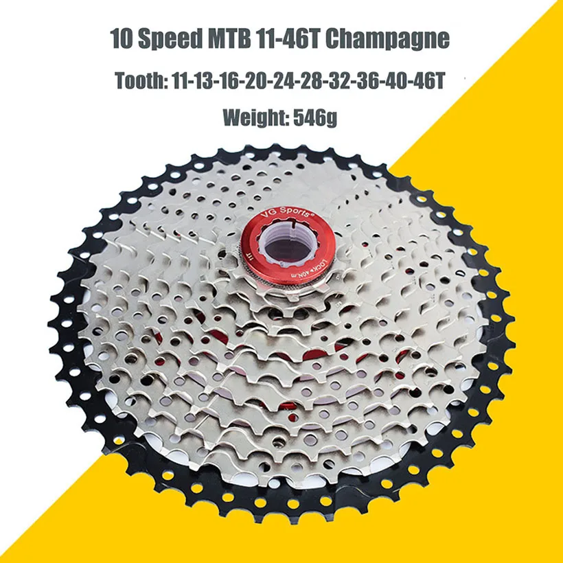 Велосипед MTB Freewheel 10 скоростей 11-32 T/36 T/40 T/42 T/46 T/50 T SRAM дорожный велосипед кассета маховик 10 V cog cdg VG Sports - Цвет: 11-46T Champagne