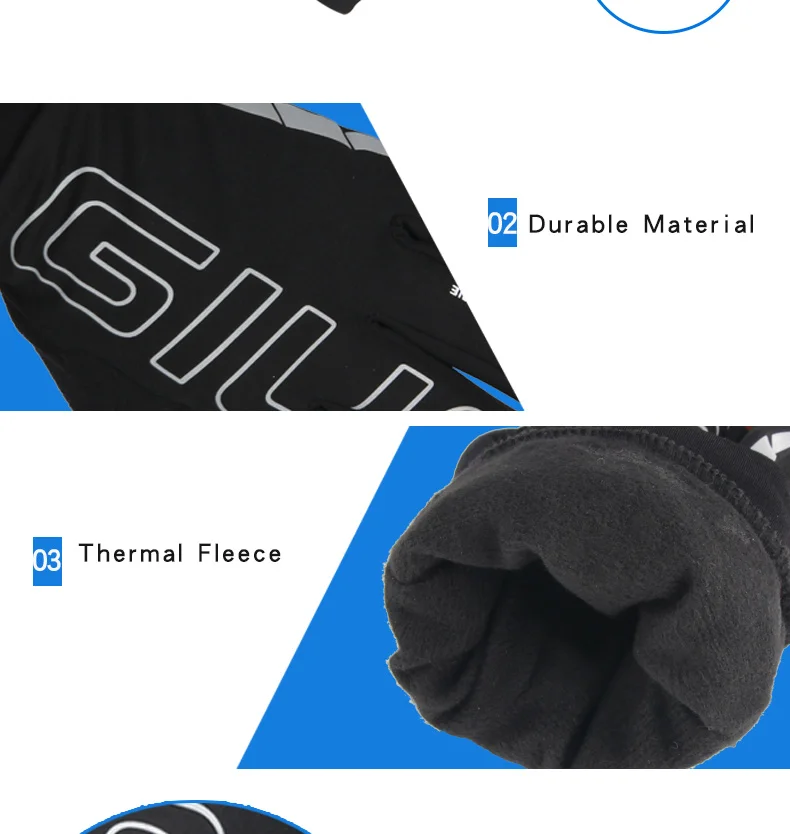 GIYO New Winter Full Finger Cycling Gloves Waterproof Thermal Fleece Gel Gloves for Mens MTB Road Bike Racing Sportwear Gloves