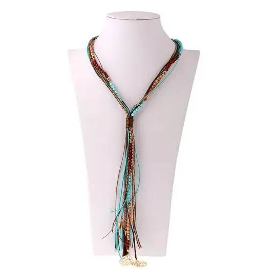 

SBY1318 Fashion Bohemia chain Chokers chunky big statement Chunky Handmade Beads Multi-layer Leather Heart Necklaces Pendants