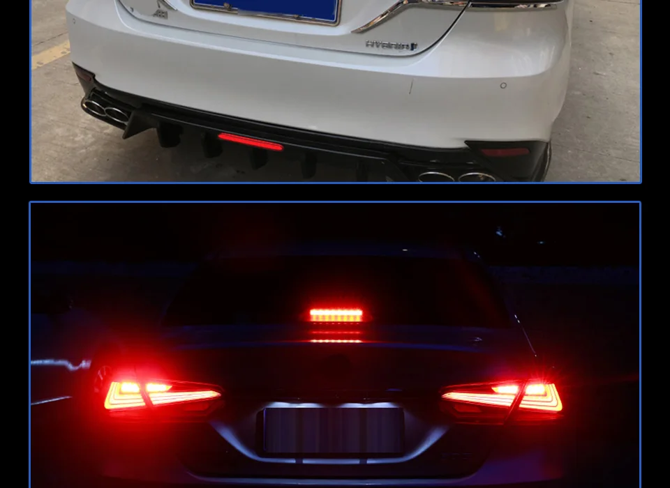 AKD Тюнинг автомобилей задние фонари для Toyota Camry гибридные задние фонари светодиодный DRL ходовые огни Противотуманные фары Задние парковочные огни