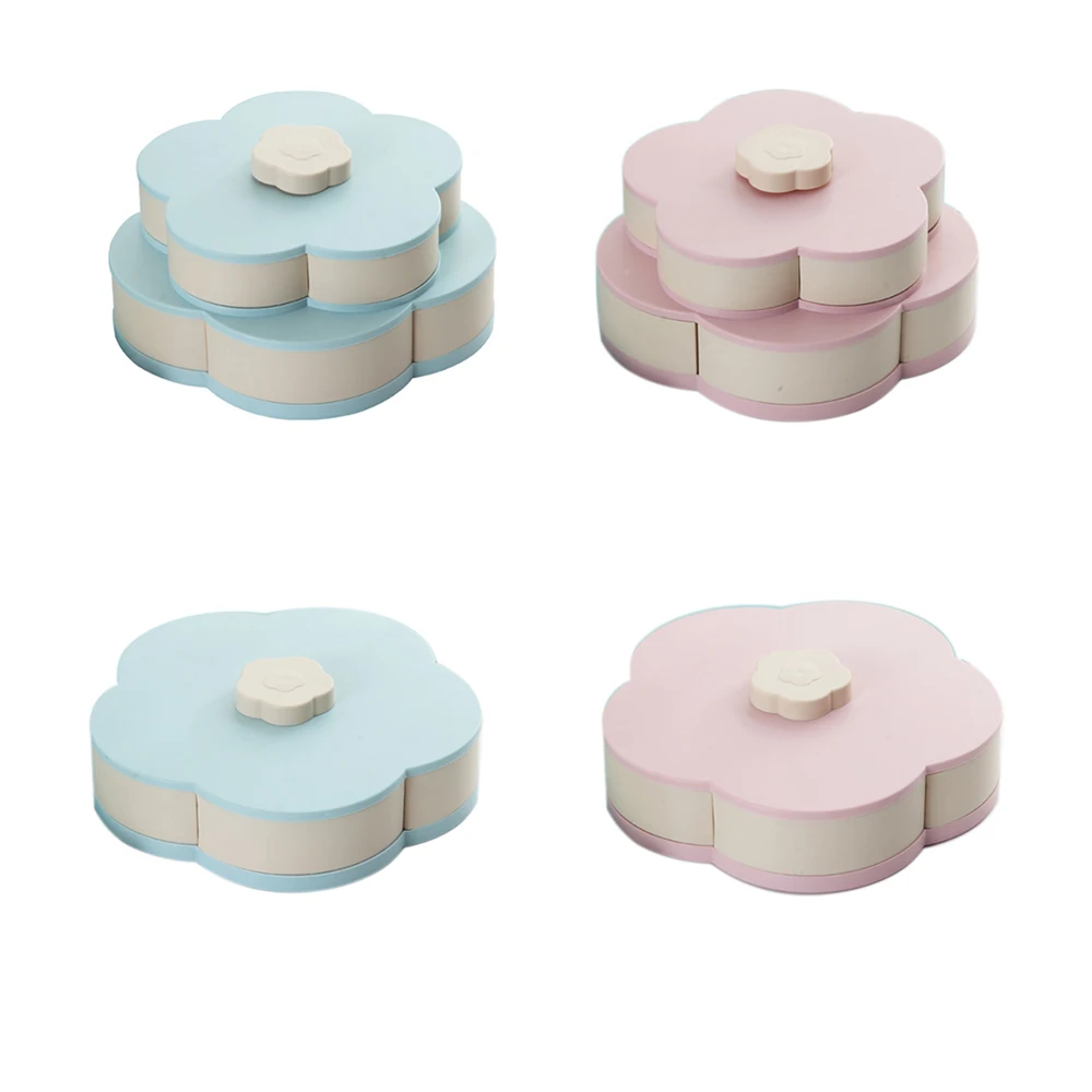 

Double-layer Rotating Fruit Plate Petal Shape 10 Grids Candy Storage Tray Wedding Decoration