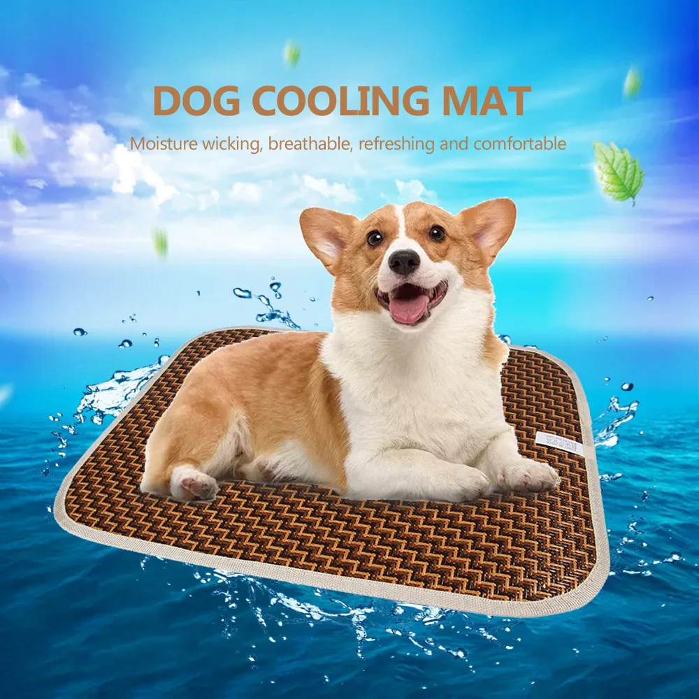 Refreshing And Comfortable Pet Dog Cooling Rattan Mat Bed Natural And