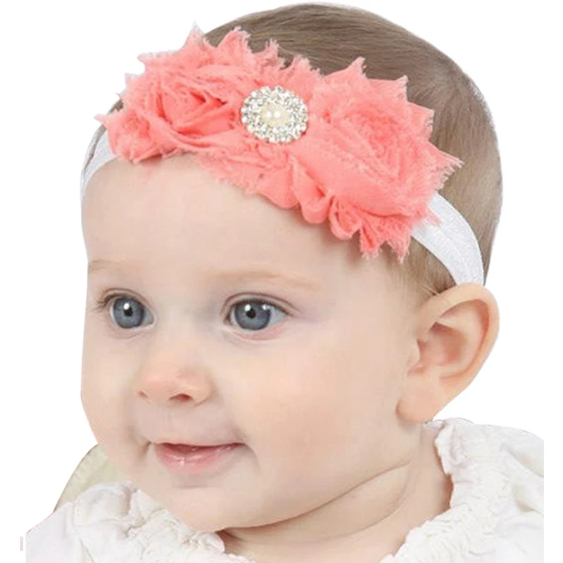 1PC Newborn Baby Girls Satin Ribbon Flower Headbands Photography Props