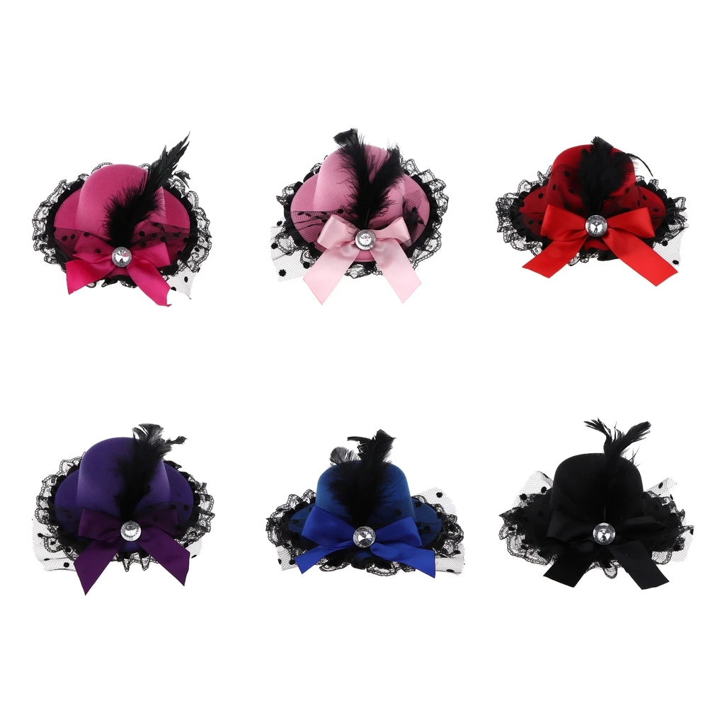 Vintage Bow-knot Cap Wide-Brim Top Hat For 1/3 BJD Dolls lace up hat for girls Doll Clothes Accessories Pink Red Black