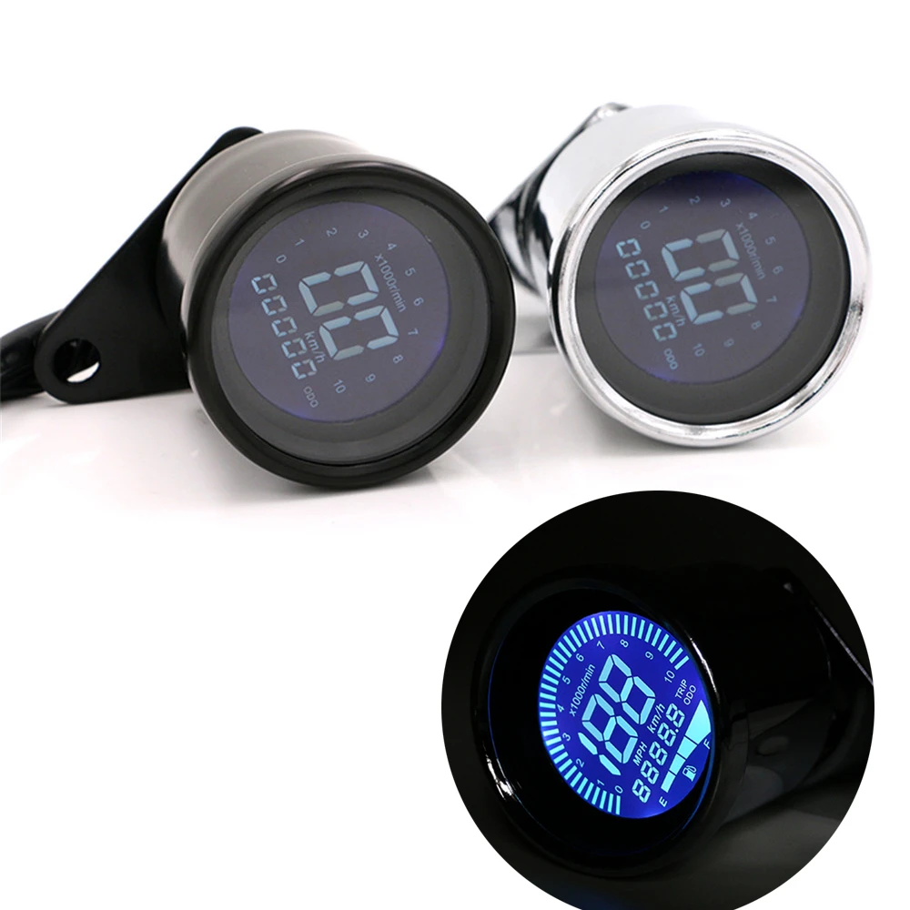 LCD Retro Motorcycle Speedometer Digital Tachometer Odometer Fuel Gauge DC 12V
