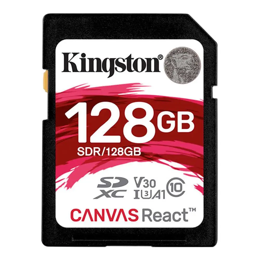 Kingston холст реагируют 32 Гб 64 Гб 128 ГБ 256 ГБ SDHC/SDXC класса 10 SD слот для карт памяти UHS-I 100 МБ/с. флэш-память высокой Скорость V30 SD карты - Емкость: 128GB