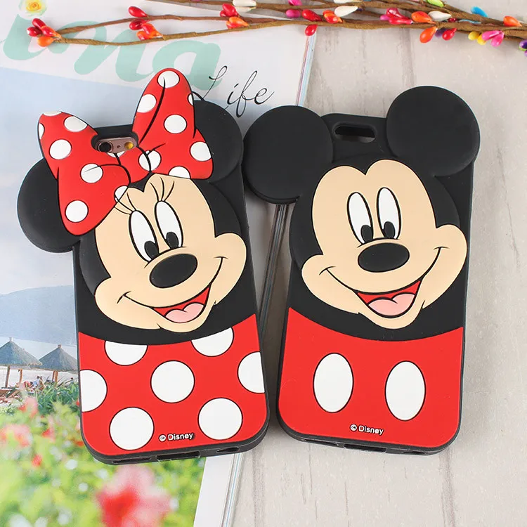 

3D Design Cartoon Minnie Mouse Mickey Silicone Protective Smart Phone Case Cover For Iphone 5 5S 6 6S Plus 7 8 Plus XR XS MAX