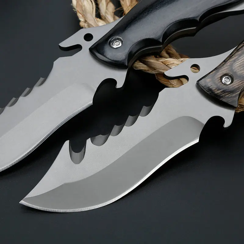 tactical fixed blade knife wood handle titanium outdoor camping hunting survival edc tools  (4)