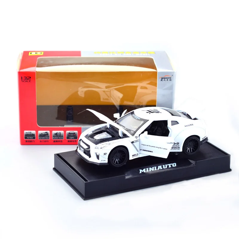 1:32 GTR Pull Back Light Sound Sports Cars Model Toy Alloy Metal Car Toys for children kids Collection gifts - Цвет: 06
